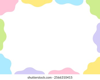 Horizontal frame illustration surrounded by colorful soft shapes