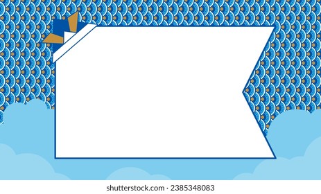 horizontal frame with "Koinobori" scales and silhouette for Children's Day