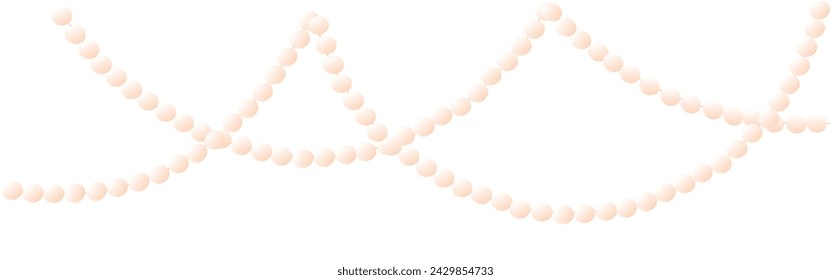 horizontal frame made of pearl beads. Vector stock illustration. Decorative glossy realistic elements. isolated on a white background.