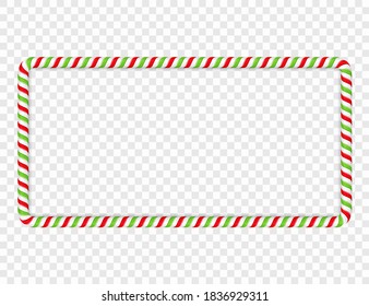 Horizontal frame made of red and green candy cane, vector eps10 illustration