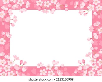 Horizontal Frame Pink Cherry Blossoms Stock Vector (Royalty Free ...