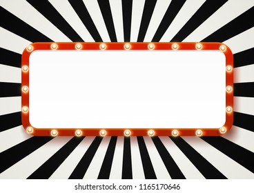 Horizontal  frame with shining light bulbs