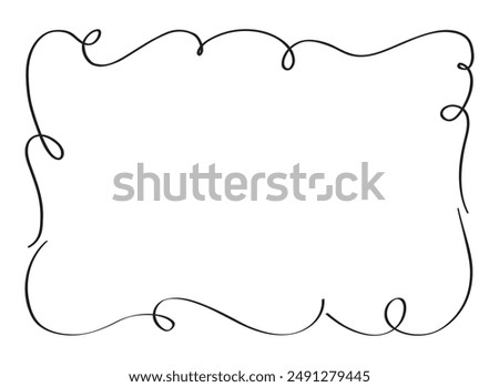Horizontal frame sketch. Hand drawn black outline border isolated on white background. Simple doodle, element design. Vector free-hand illustration. 