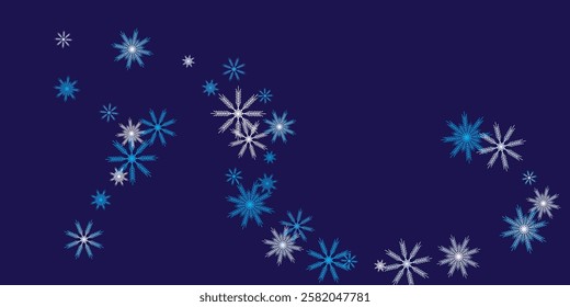 Horizontal frame with snowflakes falling down into darkness Vector Graphic. EPS 10