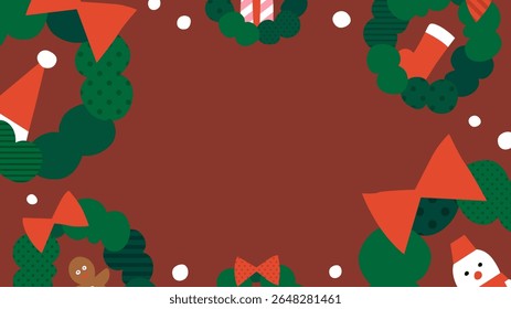 horizontal frame template with Christmas wreaths