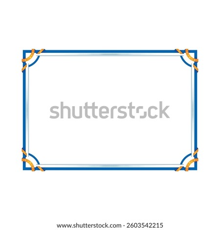 horizontal frame template with ribbon. blue-orange certificate, diploma template. vector horizontal frame template with ribbon and stars