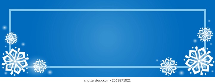 Horizontal frame template for winter holidays. Vector design for new year or christmas celebration card, poster, web banner.