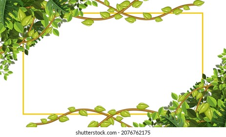 A horizontal frame of tropical foliage template illustration