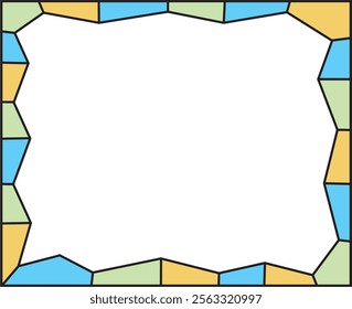 Horizontal frame with various colorful tiles. Pastel colors. Empty space for text or picture.