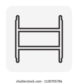 Horizontal frame vector icon. Accessory, component or part of Modular frame scaffolding system. Safety equipment use to built stage, temporary working platform for high building construction. 64x64 px