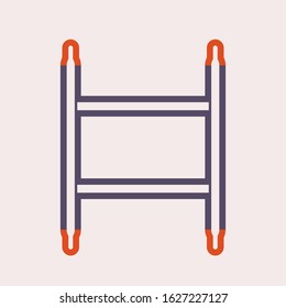 Horizontal frame vector icon. Accessory, component or part of scaffolding frame and brace system. Safety equipment use to built stage and temporary working platform for high building construction.