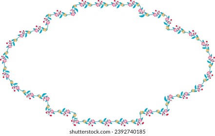 Horizontal Frame Wreath flower floral leaf borders colorful natural cute blossom love green pink decoration Branch laurel vintage frames Botanical ornate Elements design badge decoration