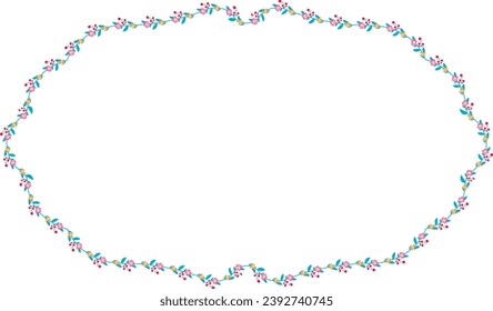 Horizontal Frame Wreath flower floral leaf borders colorful natural cute blossom love green pink decoration Branch laurel vintage frames Botanical ornate Elements design badge decoration