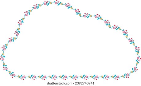 Horizontal Frame Wreath flower floral leaf borders colorful natural cute blossom love green pink decoration Branch laurel vintage frames Botanical ornate Elements design badge decoration
