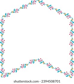 Horizontal Frame Wreath flower floral leaf borders square shape colorful natural cute blossom love green pink decoration Branch laurel vintage frames Botanical ornate Elements design badge decoration
