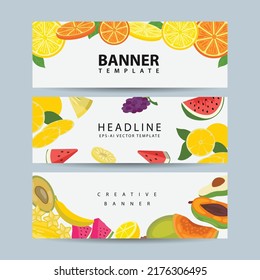 Horizontal fruit banner for your design vector illustration
