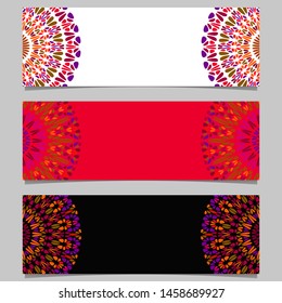 Horizontal gemstone mandala banner set - colorful abstract vector graphic elements with floral mandalas