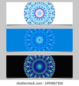 Horizontal geometrical flower mandala banner background set - abstract vector design elements with colorful mandalas