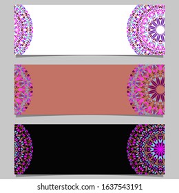 Horizontal geometrical flower mandala banner template set - colorful abstract vector graphic designs with mandalas