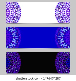 Horizontal geometrical gemstone mandala banner background set - colorful abstract vector graphic designs