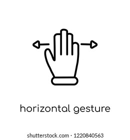 Horizontal gesture icon. Trendy modern flat linear vector Horizontal gesture icon on white background from thin line Hands and guestures collection, editable outline stroke vector illustration