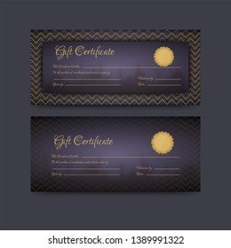 Certificado de regalo horizontal o diseño de asiento en dos opciones.