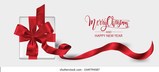 Horizontal gifts box elements for greeting cards, headers, website Objects viewed from above on white background. Flat lay,Top view elements for promotion isolate