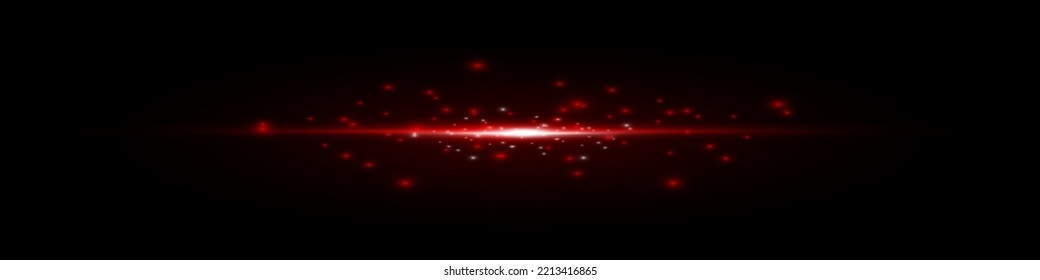 Horizontal glare. Laser beams, horizontal beams of light. Beautiful light flashes. Glowing stripes on a dark background. Glowing abstract sparkling background.