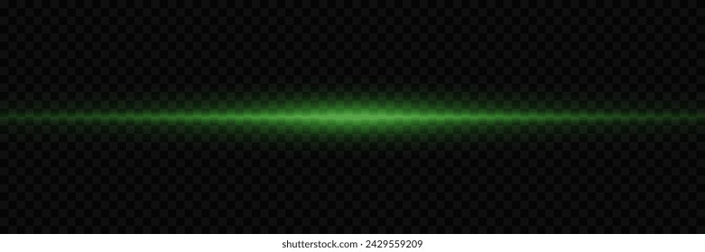 Horizontal glare. Laser beams, horizontal light beams. Beautiful light flashes. Glowing stripes on a transparent background.