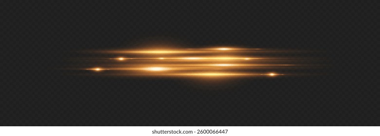 Horizontal glare of light. Light beam line.