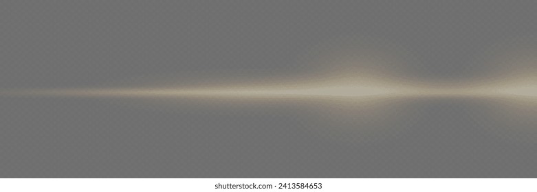 Resplandor horizontal de luz. Vigas láser, líneas de neón claras. Hermosas reflexiones de luz. Rayas brillantes en un fondo transparente.