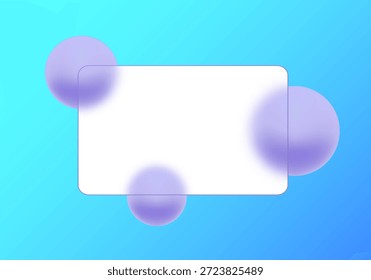 Panel de vidrio Horizontal con esferas de color lila sobre fondo azul. Eps 10