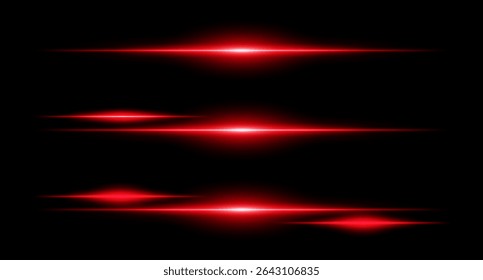 Feixes luminosos horizontais em layout em camadas com bordas suaves e gradientes de intensidade, ideais para design de interface ou visuais de ficção científica.