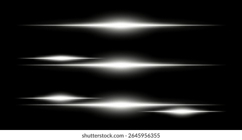 Horizontal glowing beams in layered layout with smooth edges and intensity gradients, ideal for interface design or sci-fi visuals.