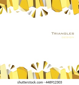 Horizontal gold frame design. Golden crystal geometric abstract triangles borders on white background. Vector illustration stock vector.