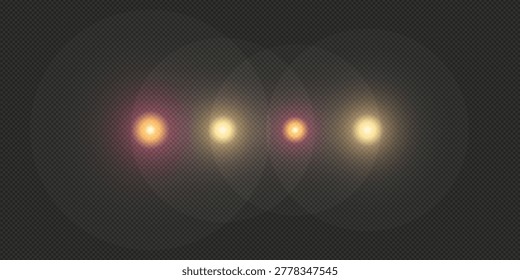 Horizontal gold light glow with sparkling flare shine and neon streak effect isolated on transparent background for overlays and visual highlights