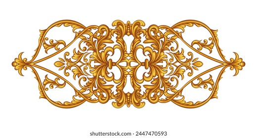 Horizontal arabesco dorado con Elementos florales
