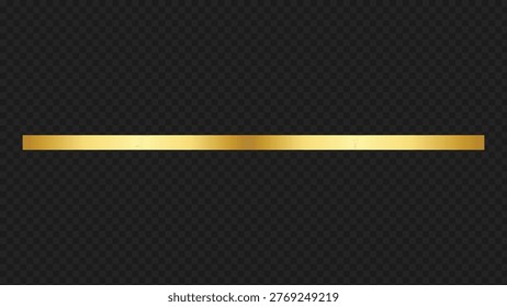 Horizontal golden gradient bar on transparent background
