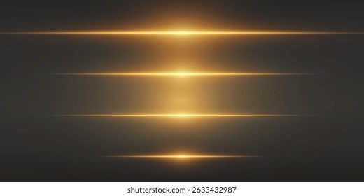 Horizontal golden highlights on a dark background, the effect of a glowing lens flare.