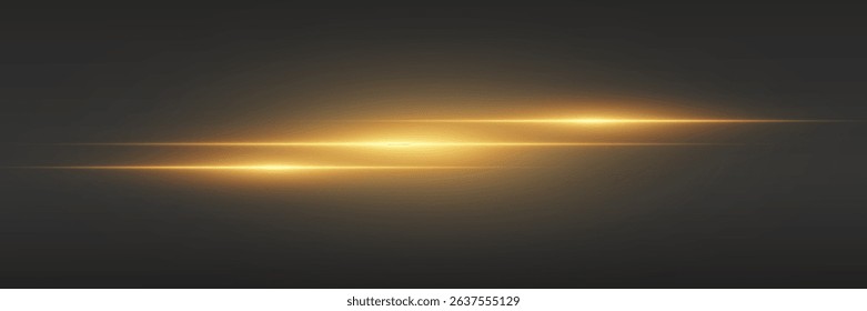 Horizontal golden highlights on a dark background, the effect of a glowing lens flare.