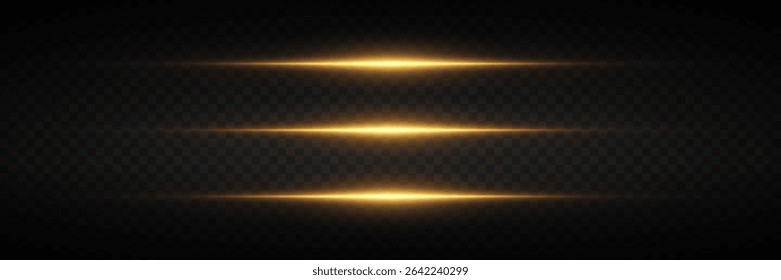 Horizontal golden highlights on a dark background, the effect of a glowing lens flare.