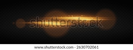 Horizontal golden highlights on a dark background, the effect of a glowing lens flare.