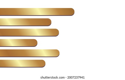 Horizontal golden lines background with different lengths and rounded ends