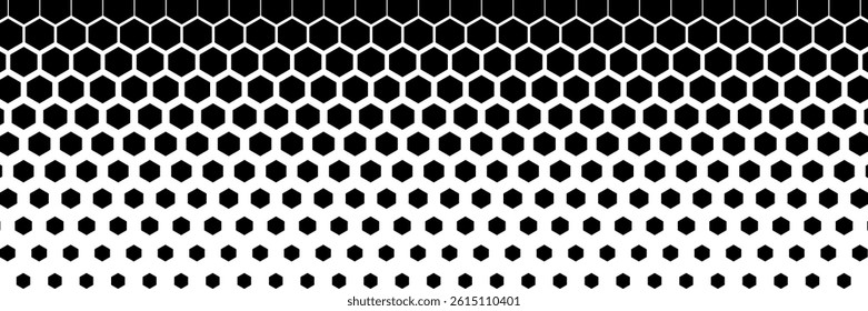 Horizontal gradient of black and white hexagon halftone texture vector illustration black and white dot background eps 10