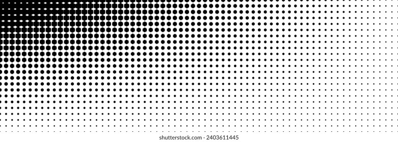 Horizontal gradient of black and white hexagonal halftone texture vector illustration black and white dot background. Gradient background with half-tone hexagonal vector light effect design