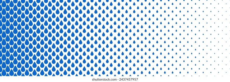 Horizontal gradient of blue water drops tone texture vector illustration background. Blue Dotted Geometric Texture Pattern with Retro Vintage Feel