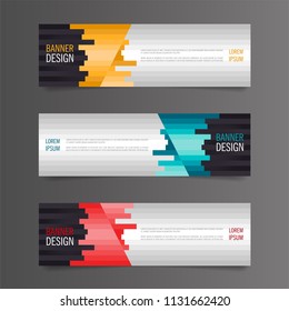 Horizontal gradient color advertising banner.Geometric design banner web template.
