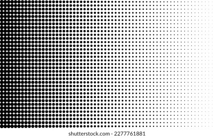 Horizontal gradient halftone dots background. Pop art template, texture. Vector illustration