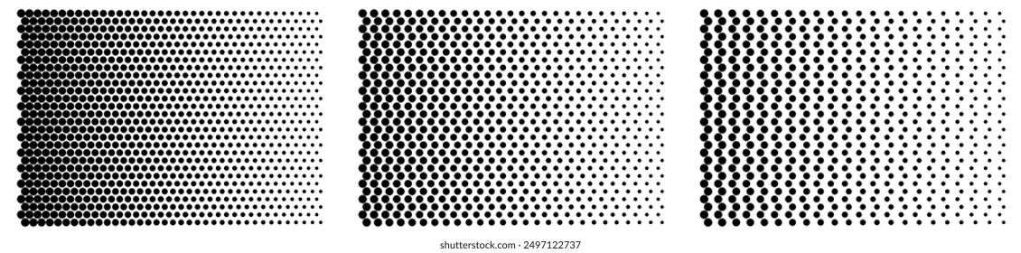 Gradiente Horizontal en estilo semitono monocromo con puntos dispersos aleatoriamente.