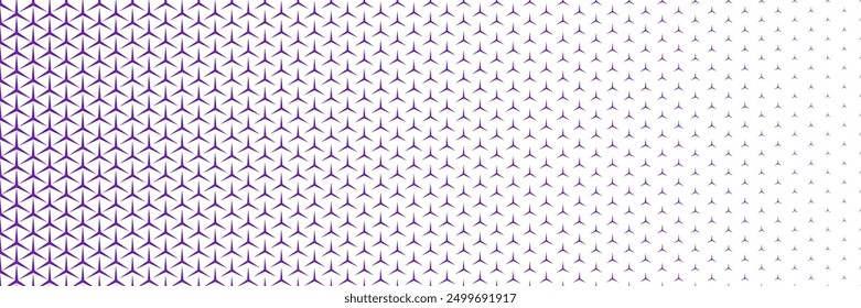 Horizontal gradient of purple and white triangle halftone texture vector illustration purple and white dot background.